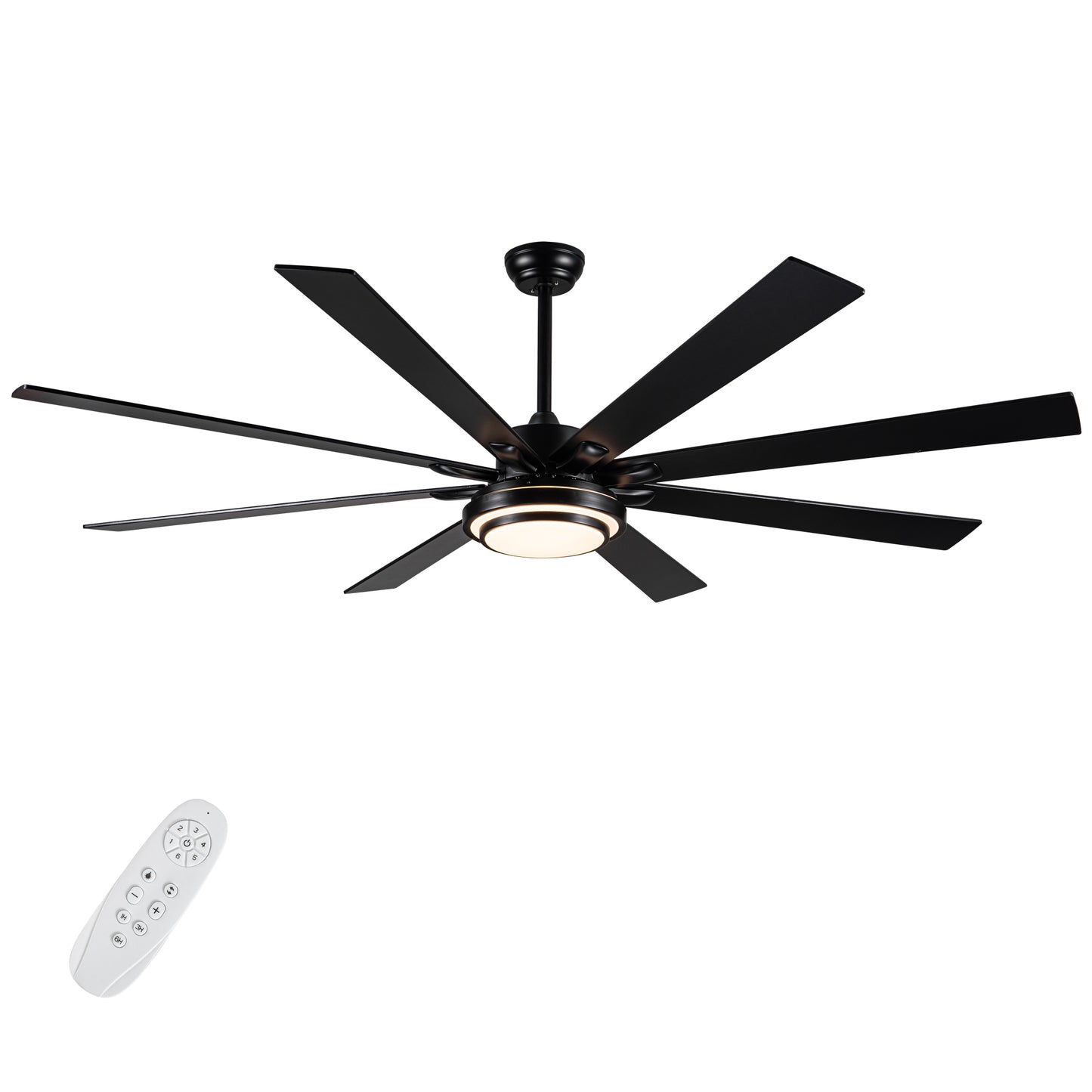 Smart Matte Black Ceiling Fan with Remote