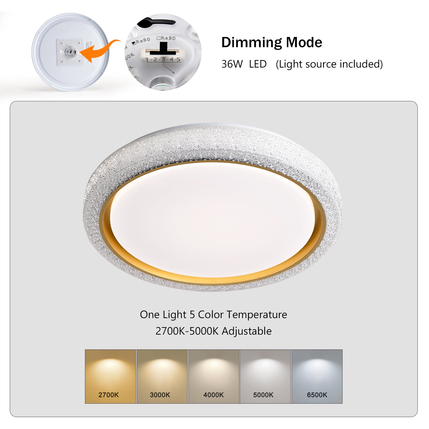 BrightChoice Dimmable LED Ceiling Light - Modern Flush Mount Fixture