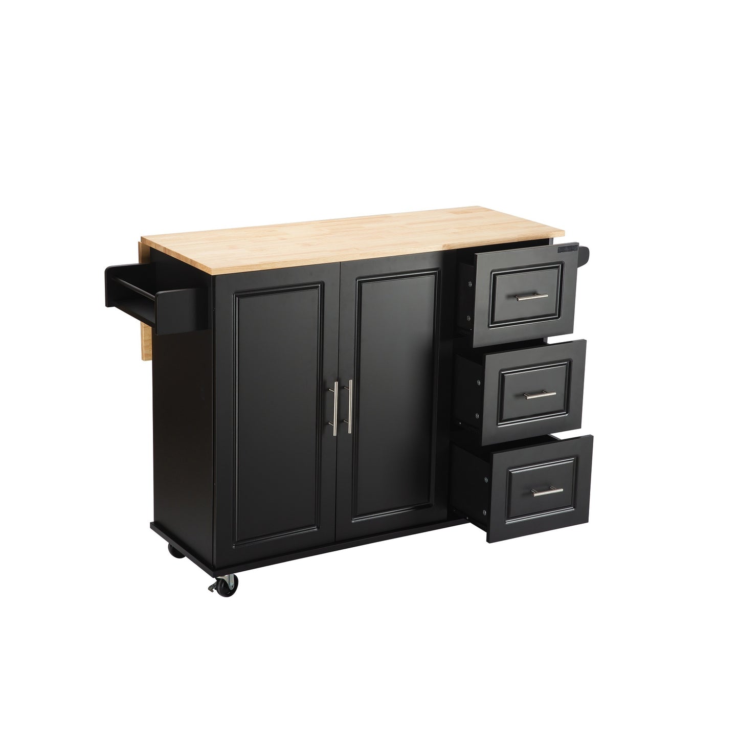 Versatile Kitchen Island Cart with Expandable Tabletop and Ample Storage