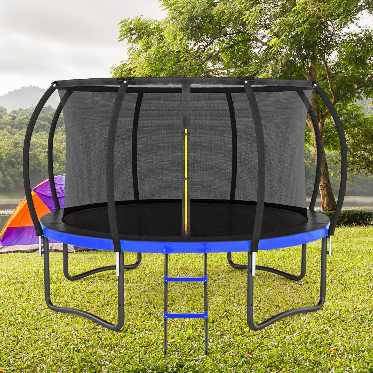 Vibrant Kids’ Outdoor Trampoline with Safety Net & Ladder