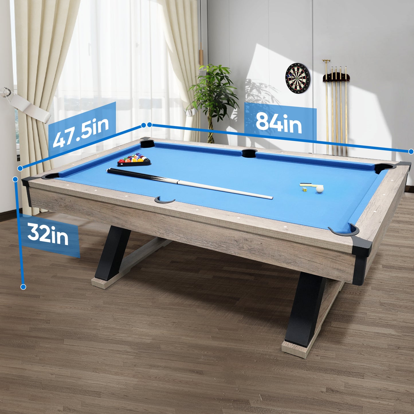 Rustic Billiards Bliss - K-Shaped Table with Royal Blue Cloth