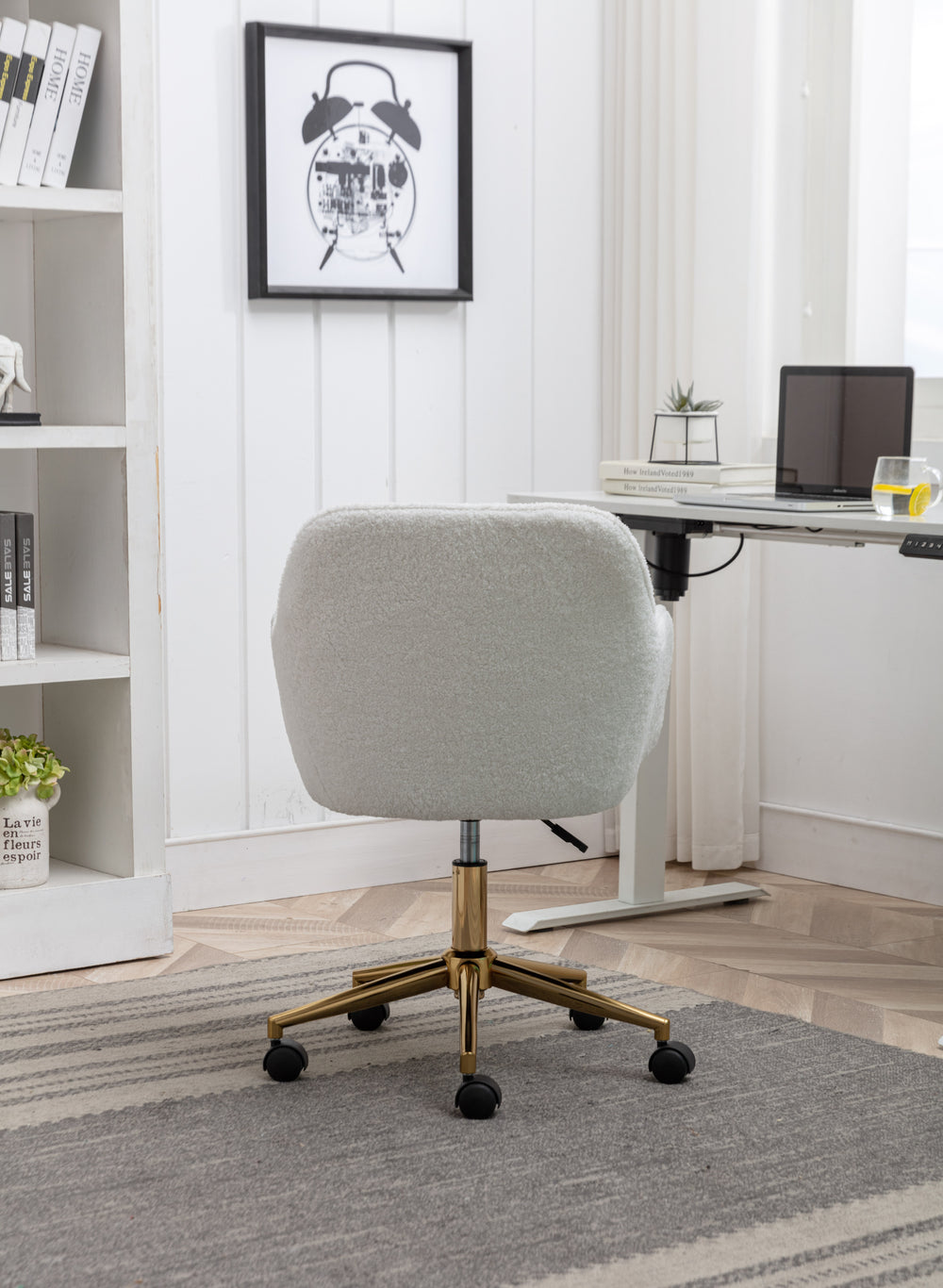 Chic Teddy Revolving Office Chair with Gold Legs