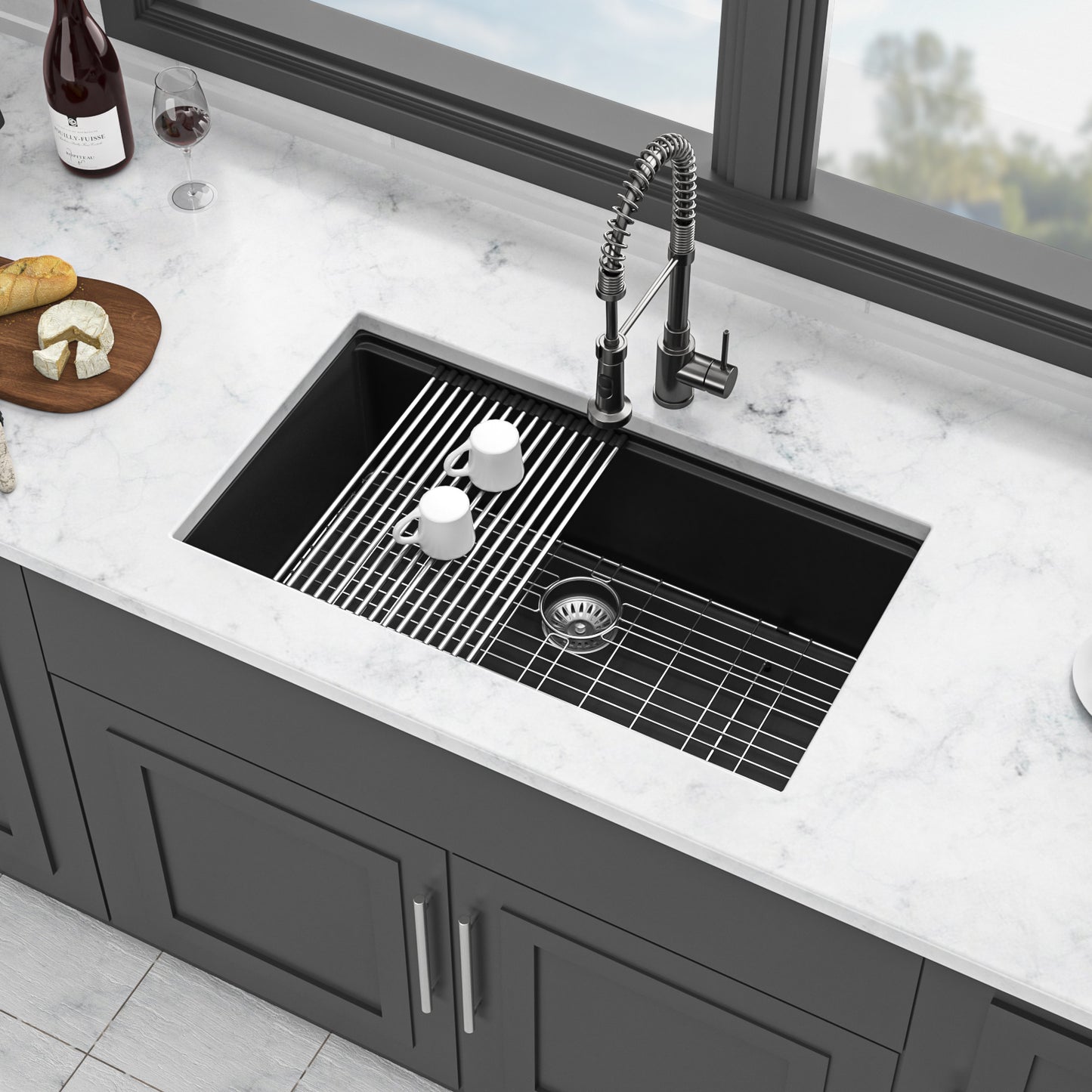 Sleek Black Quartz Workstation Sink