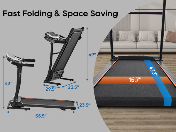 Foldable Home Treadmill with Pulse Sensor - Quiet, Compact & Powerful!