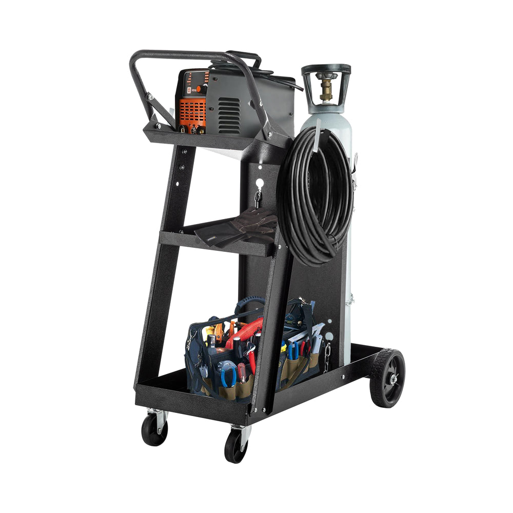 Welding Wizard Cart: Heavy-Duty Rolling Storage with Swivel Wheels