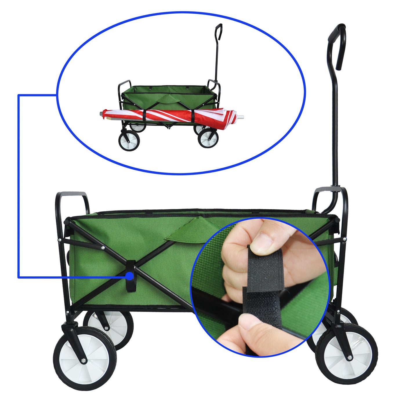 Green Foldable Wagon for Shopping and Beach Fun