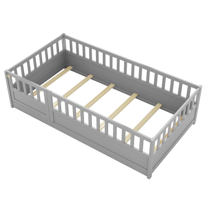 Cozy Montessori Twin Floor Bed with Safety Barrier