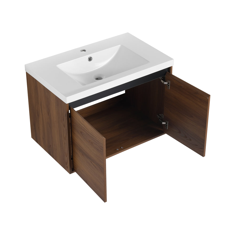 Chic Brown Bathroom Vanity Set with Resin Sink