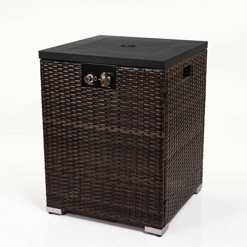 Cozy Wicker Fire Column with Glass Shield