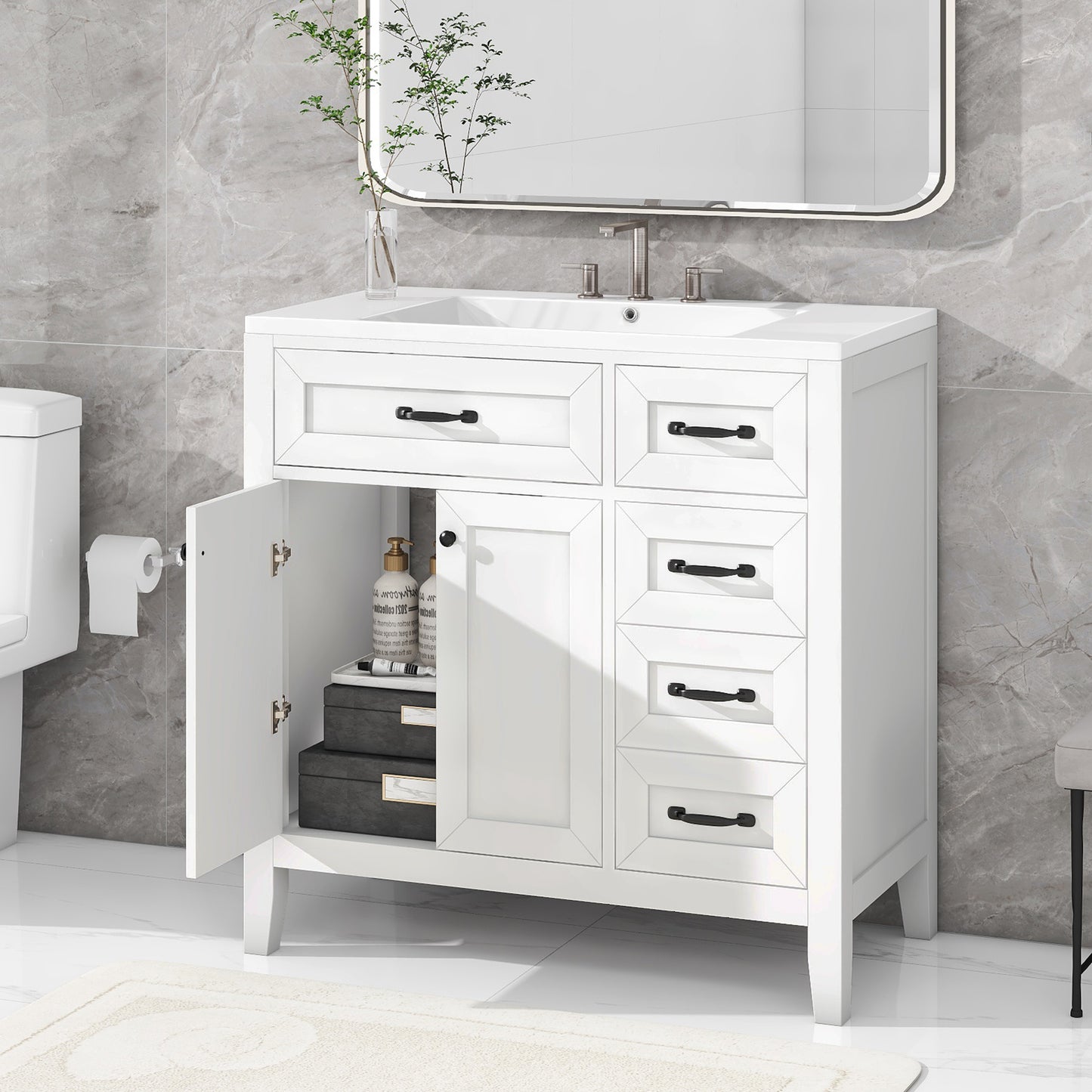 Sleek White Bathroom Vanity & Sink Combo