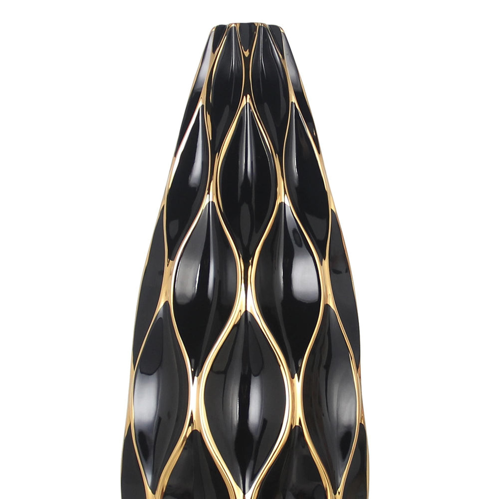 Chic Black & Gold Ceramic Vase