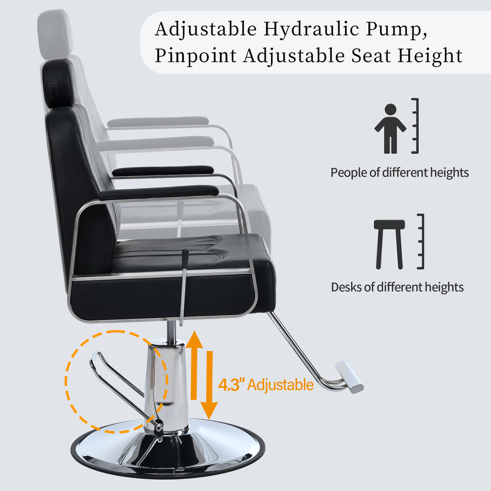 Luxury Reclining Barber & Salon Chair - Strong, Stylish & Versatile