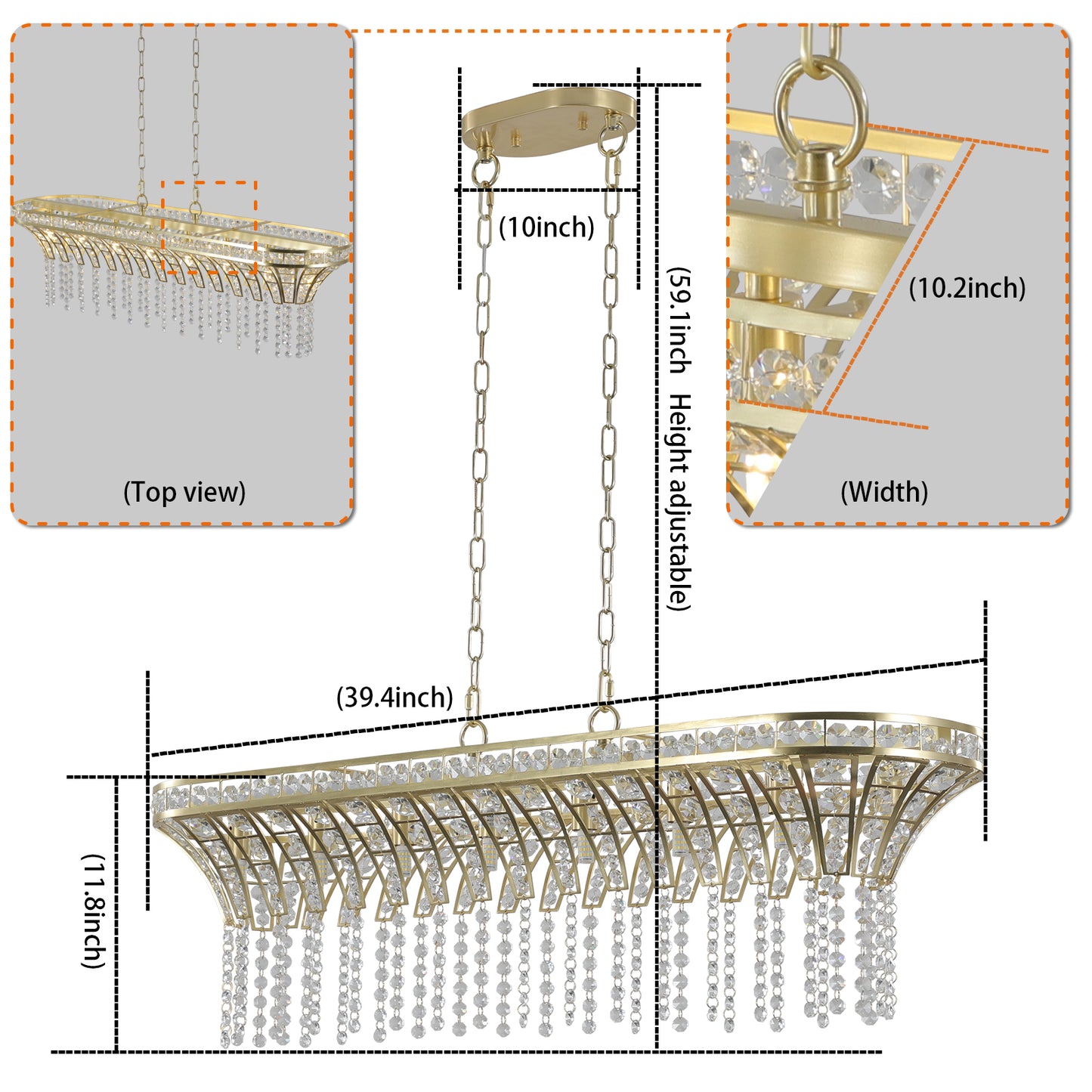 Glamour Gold Crystal Kitchen Chandelier