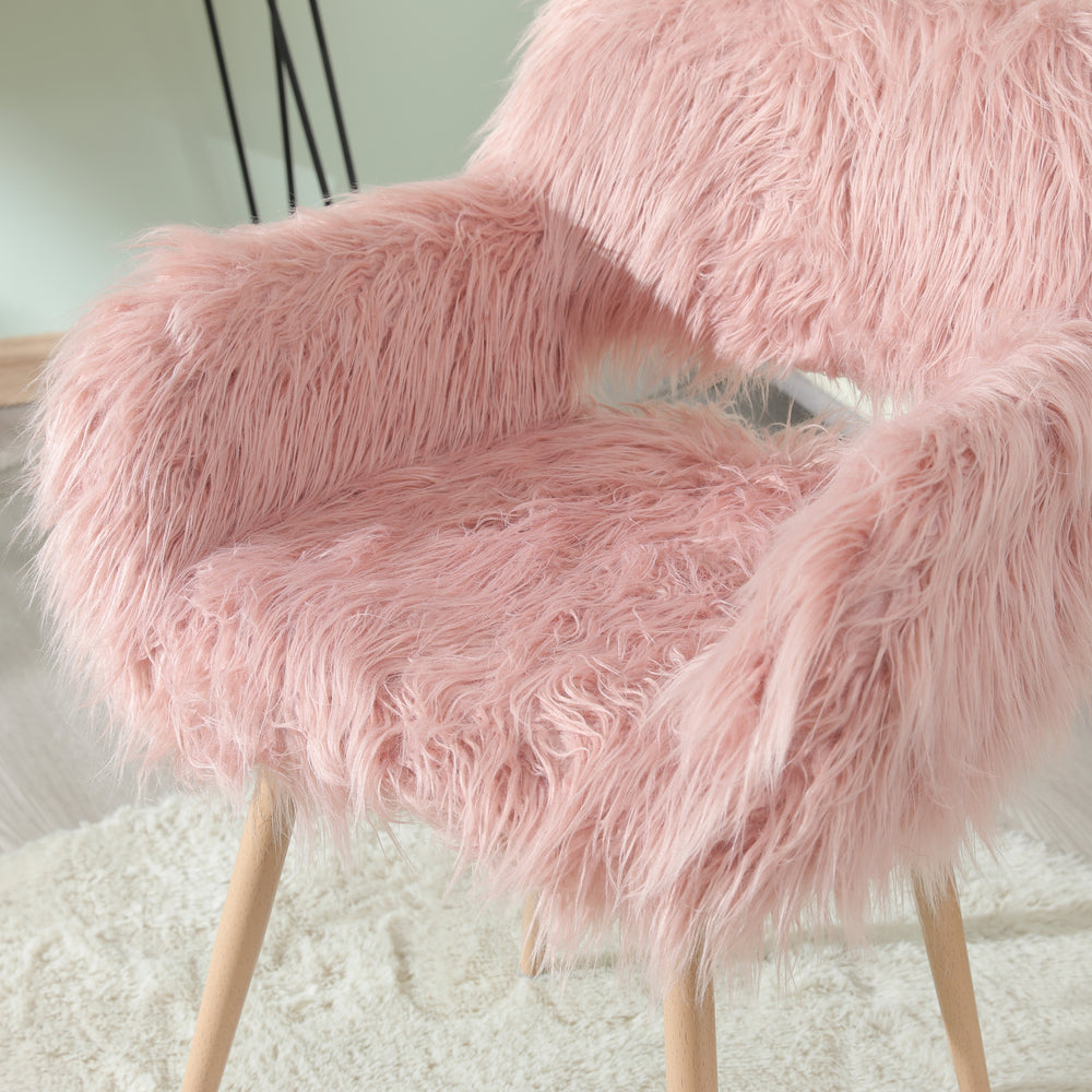 Chic Pink Faux Fur Makeup Chair