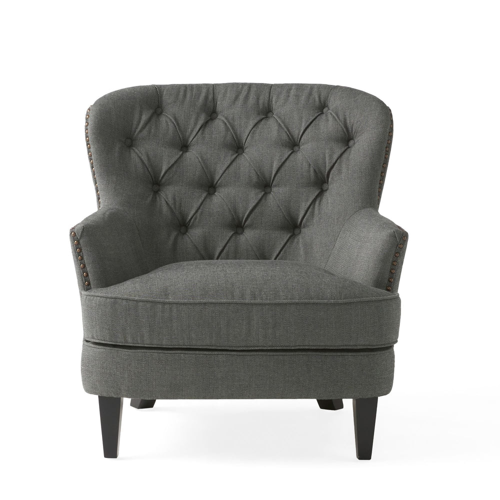 Chic Grey Armchair and Ottoman Set for Modern Comfort