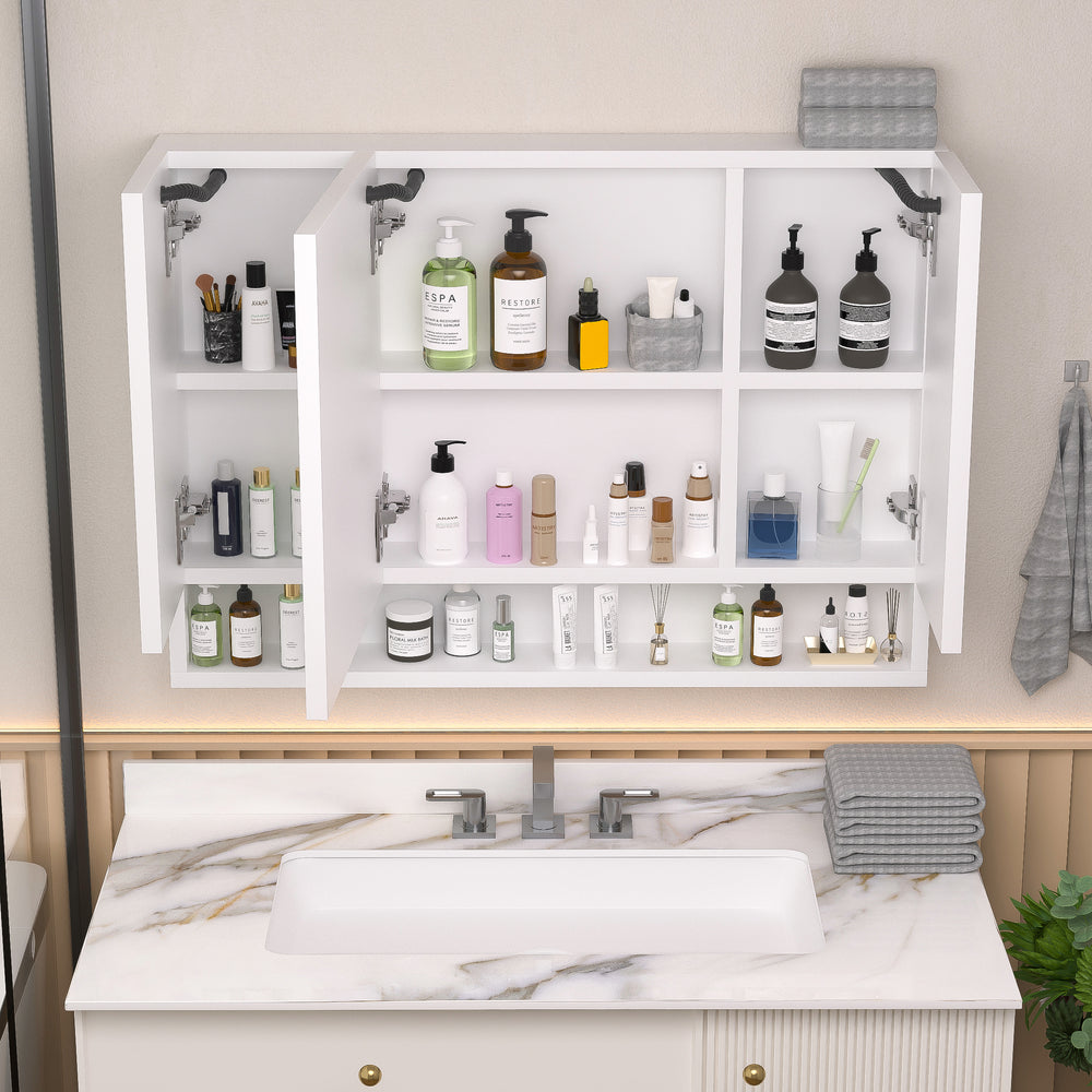 Sleek LED Bathroom Cabinet with Mirror and Multi-Level Storage