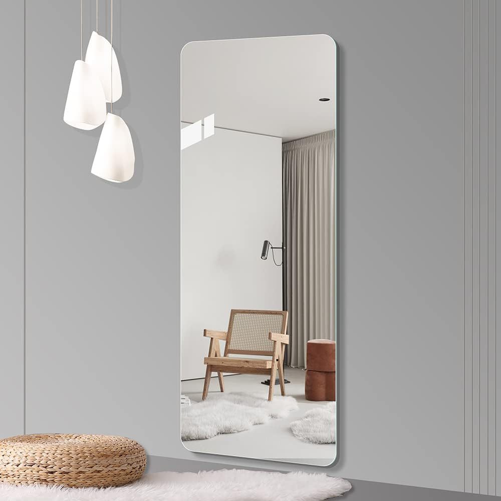 Elegant Round Corner Full Body Mirror - Stylish & Safe for Any Room