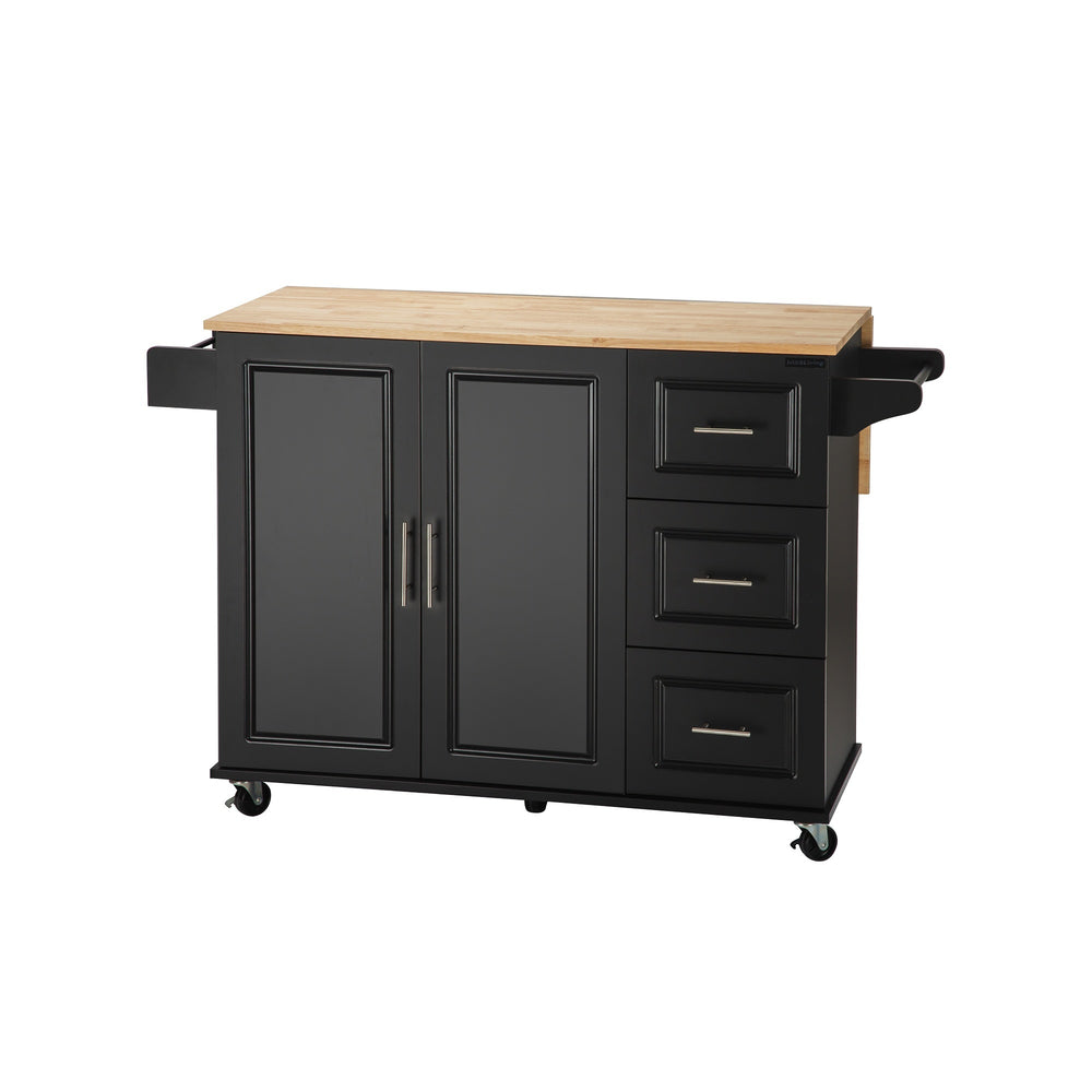 Versatile Kitchen Island Cart with Expandable Tabletop and Ample Storage