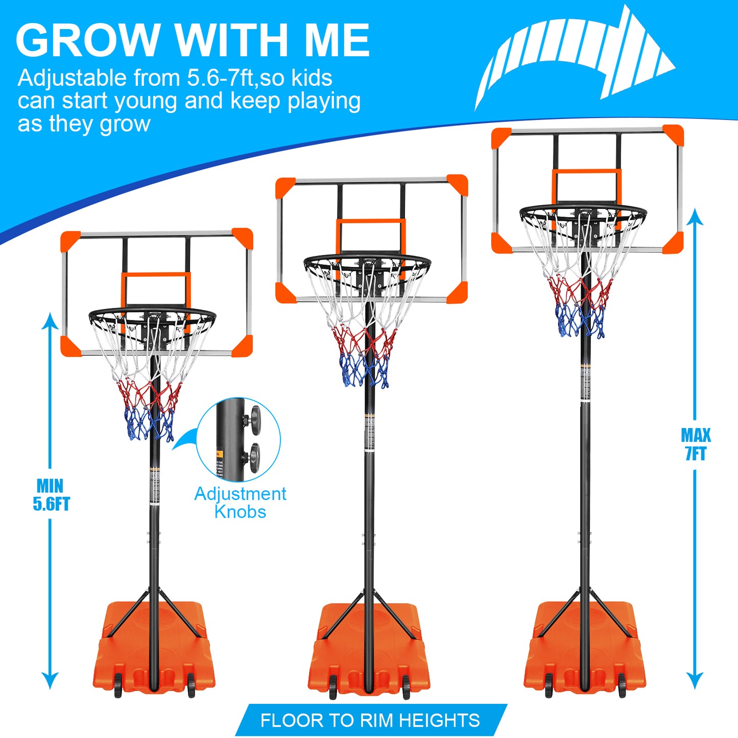 Easy-Move Adjustable Basketball Hoop for Indoor & Outdoor Fun