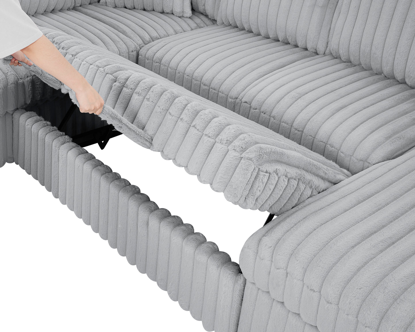 Cozy USB Sofa Bed: Plush U-Shaped Sectional with Storage and Comfort