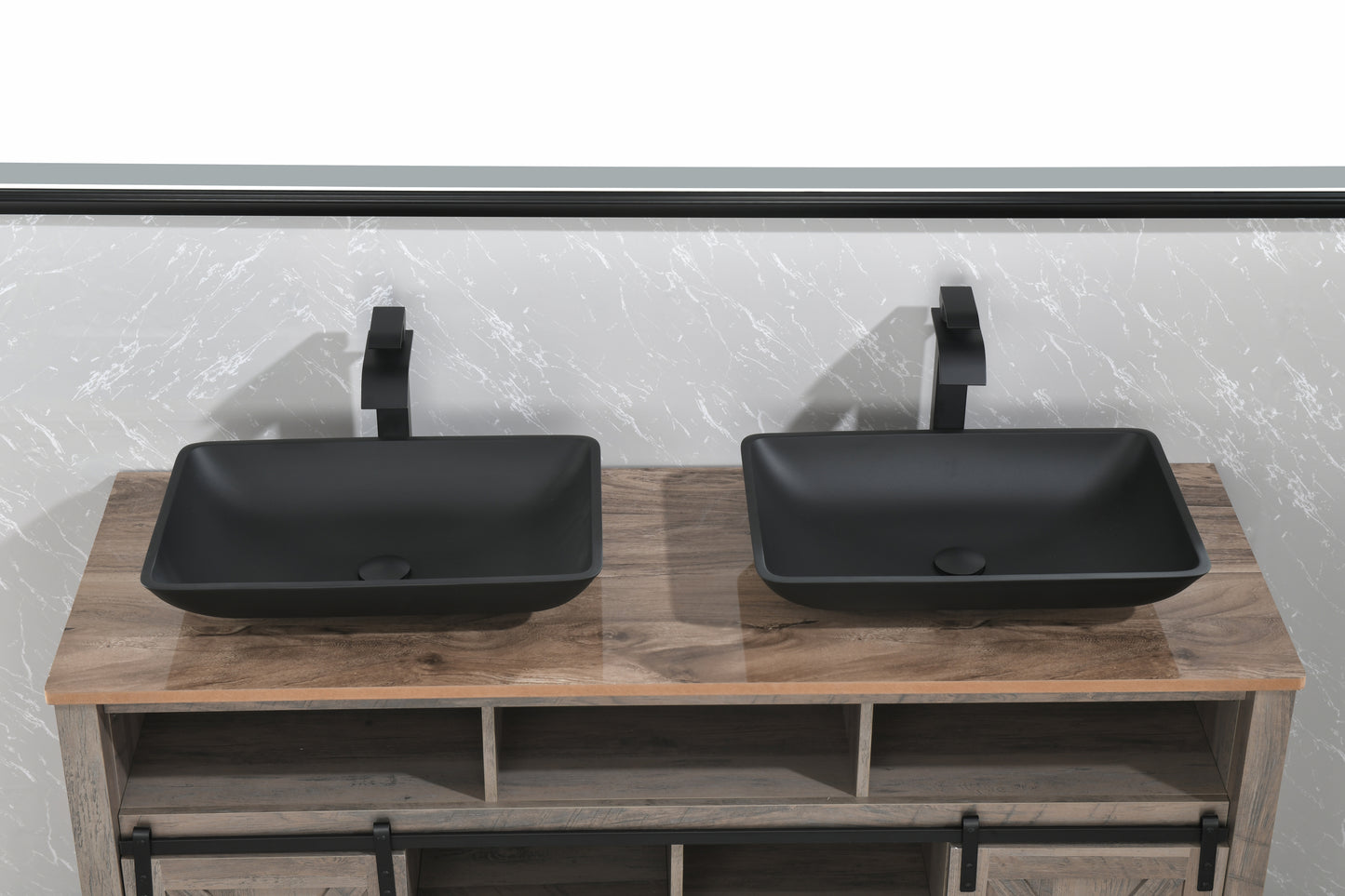 Sleek Black Vessel Sink Set