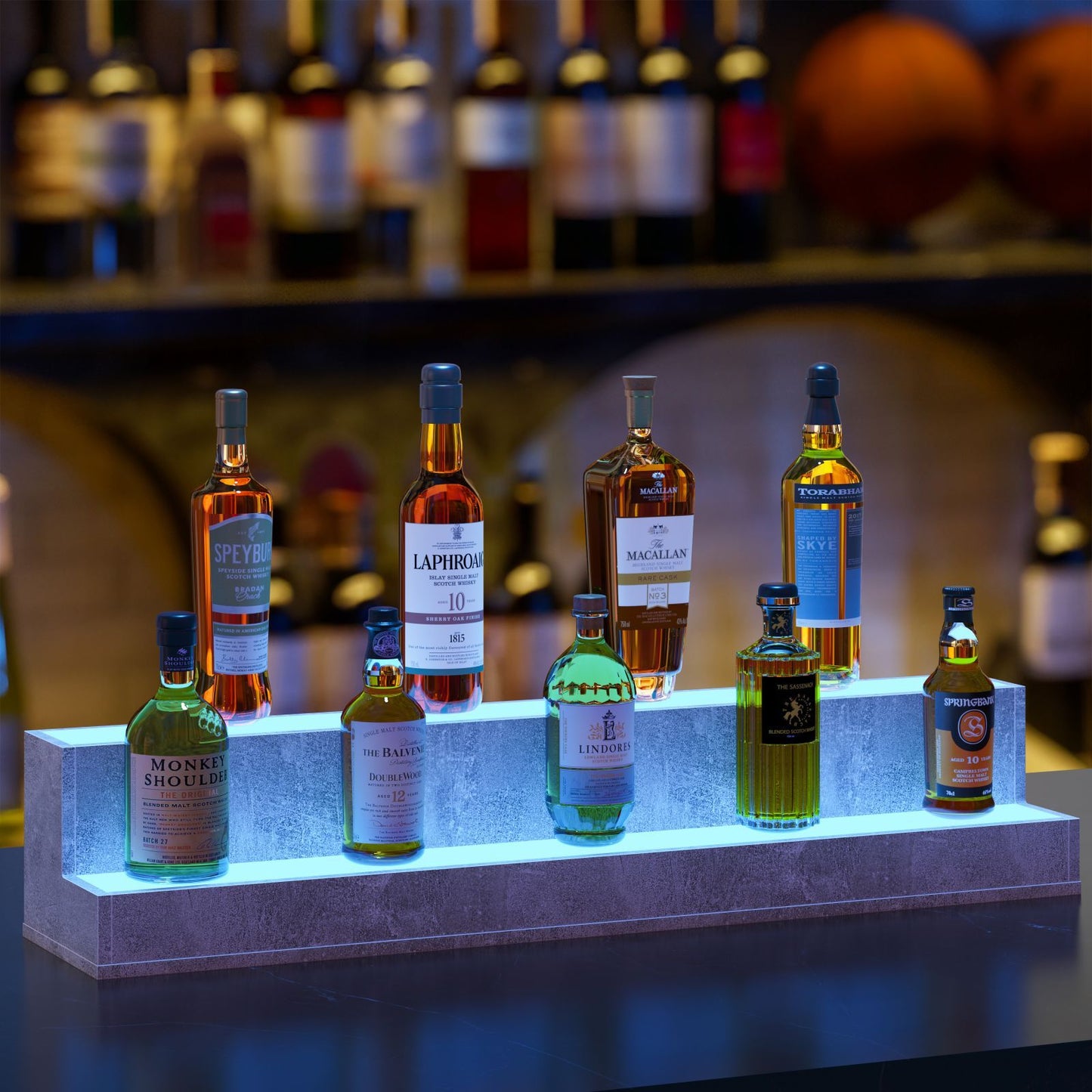 Glow Bar: Illuminated Liquor Bottle Display Shelf