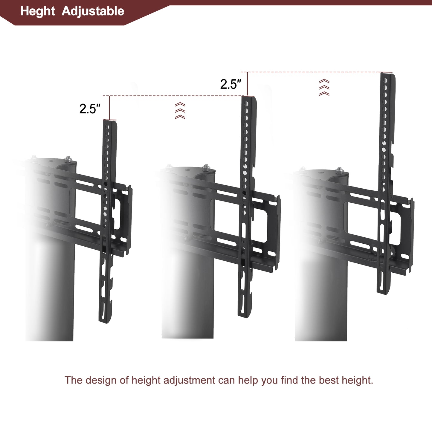 Versatile Black TV Stand with Adjustable Height and Swivel Design