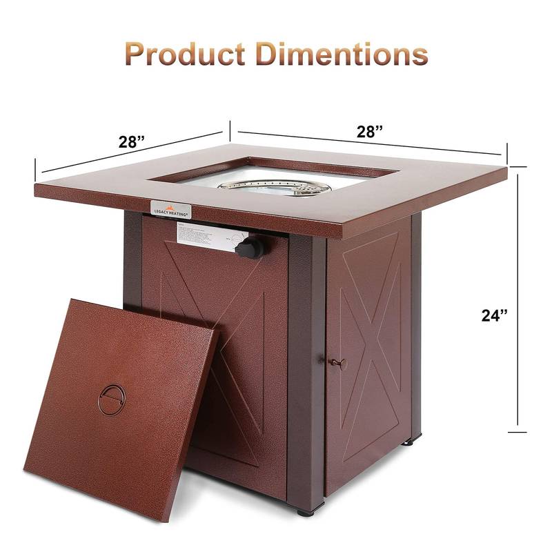 Cozy Square Propane Fire Pit Table