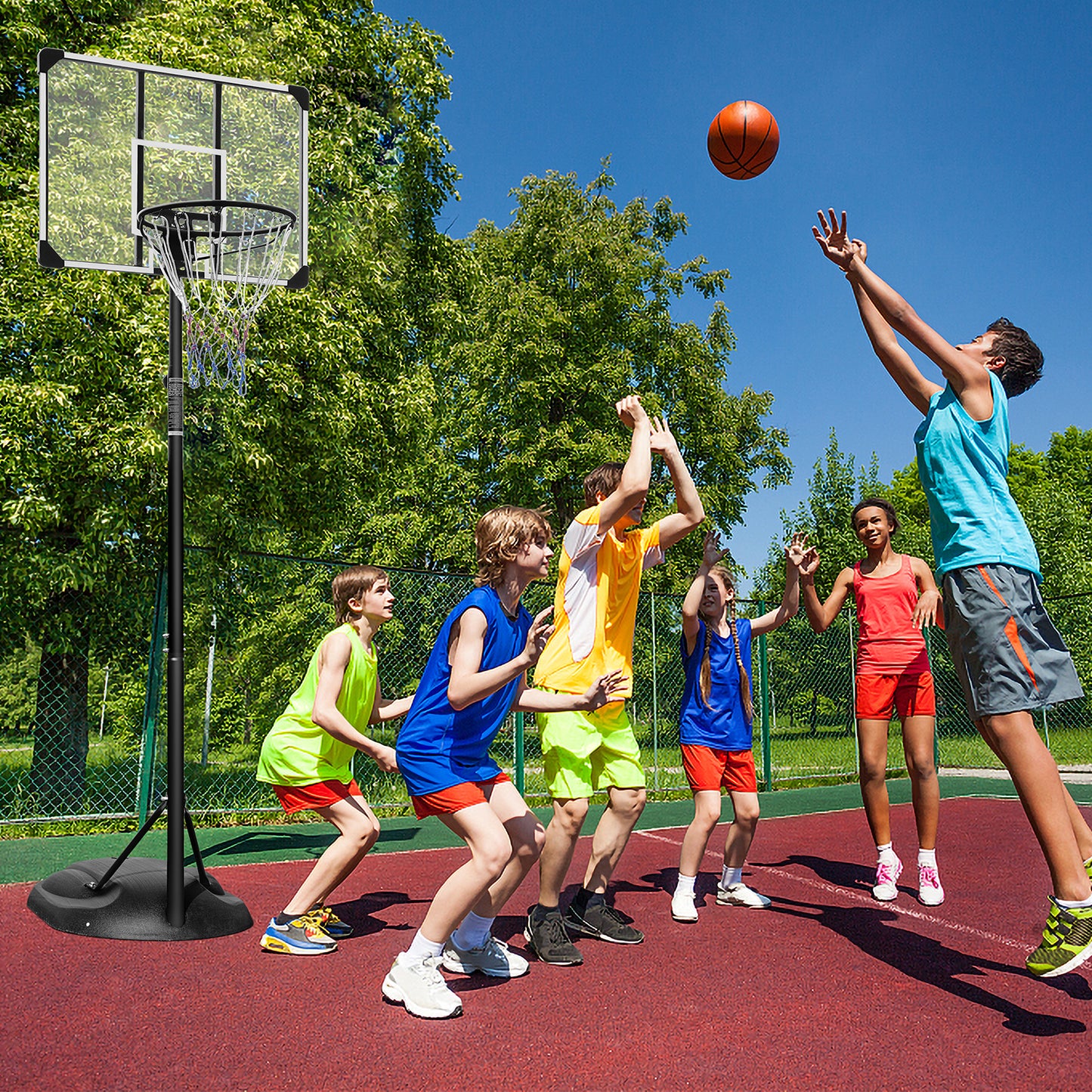 Adjustable Portable Basketball Hoop with Wheels