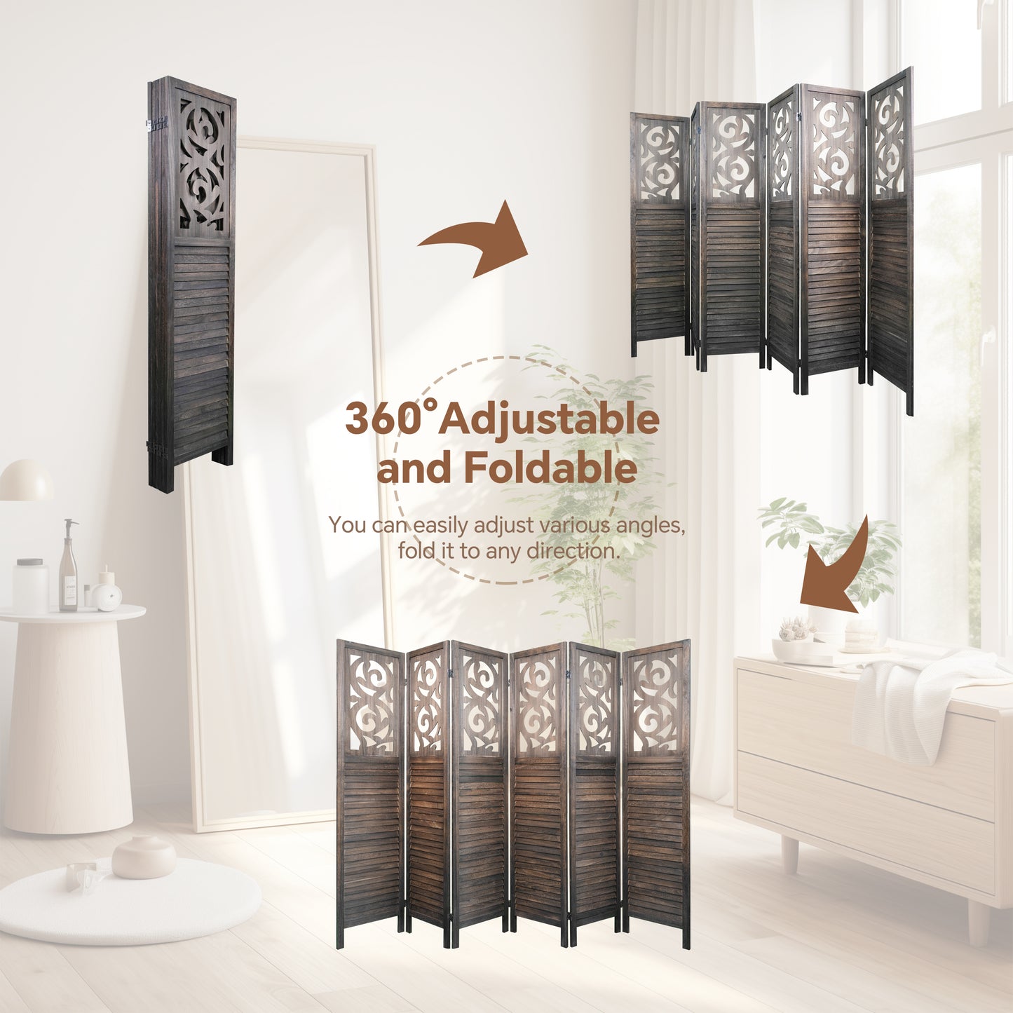 Rustic Wood Folding Room Divider