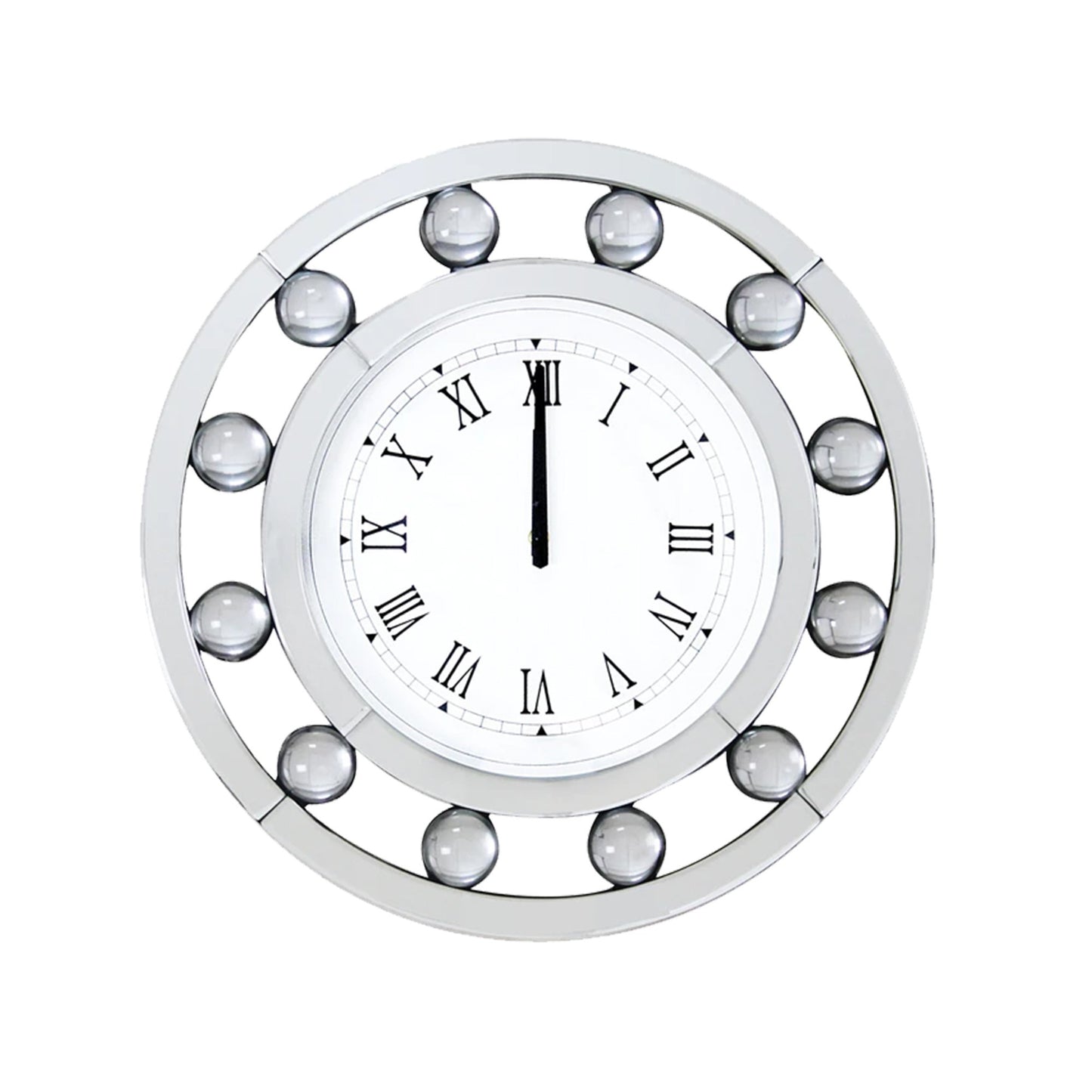 Chic White Round Mirror Clock