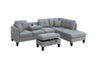 Cozy Taupe Grey Sectional Sofa Set with Storage Ottoman & Cup Holders