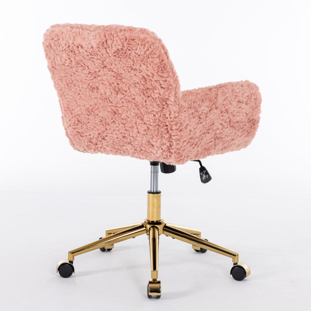 Chic Pink Office Chair with Golden Base