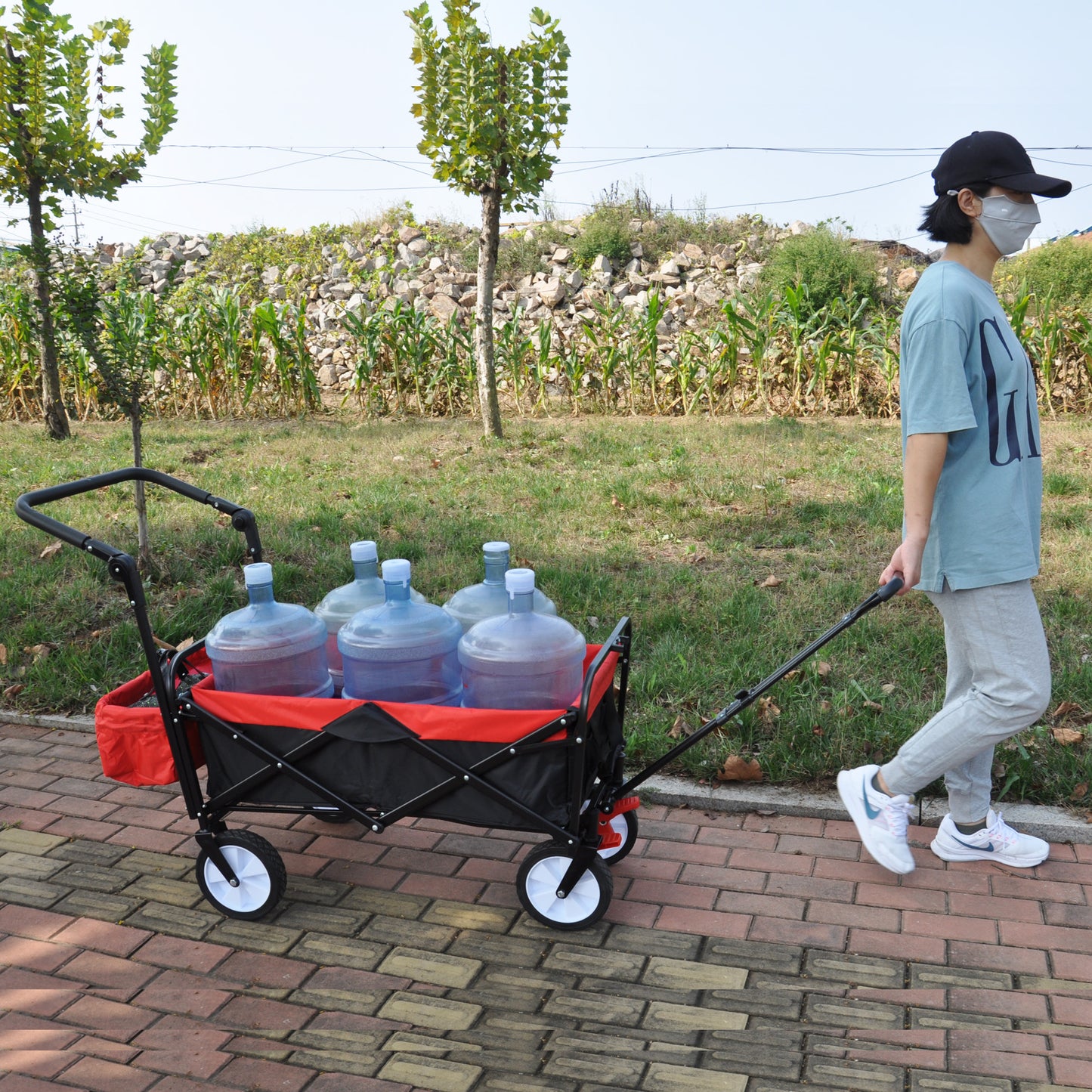 Adventure Wagon - Versatile Collapsible Cart with Drink Holder and Adjustable Handles