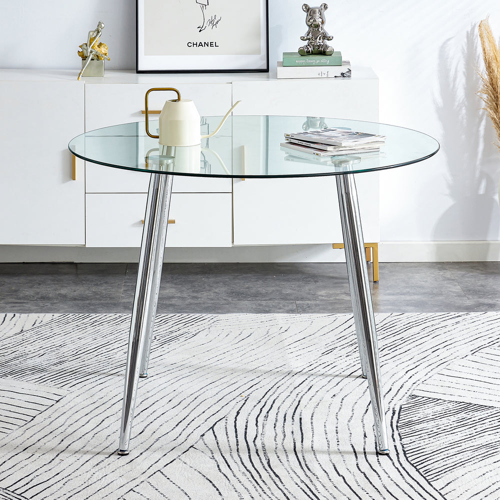 Sleek Silver Round Dining Table