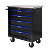 Rolling Tool Cart with 5 Drawers - Black & Blue