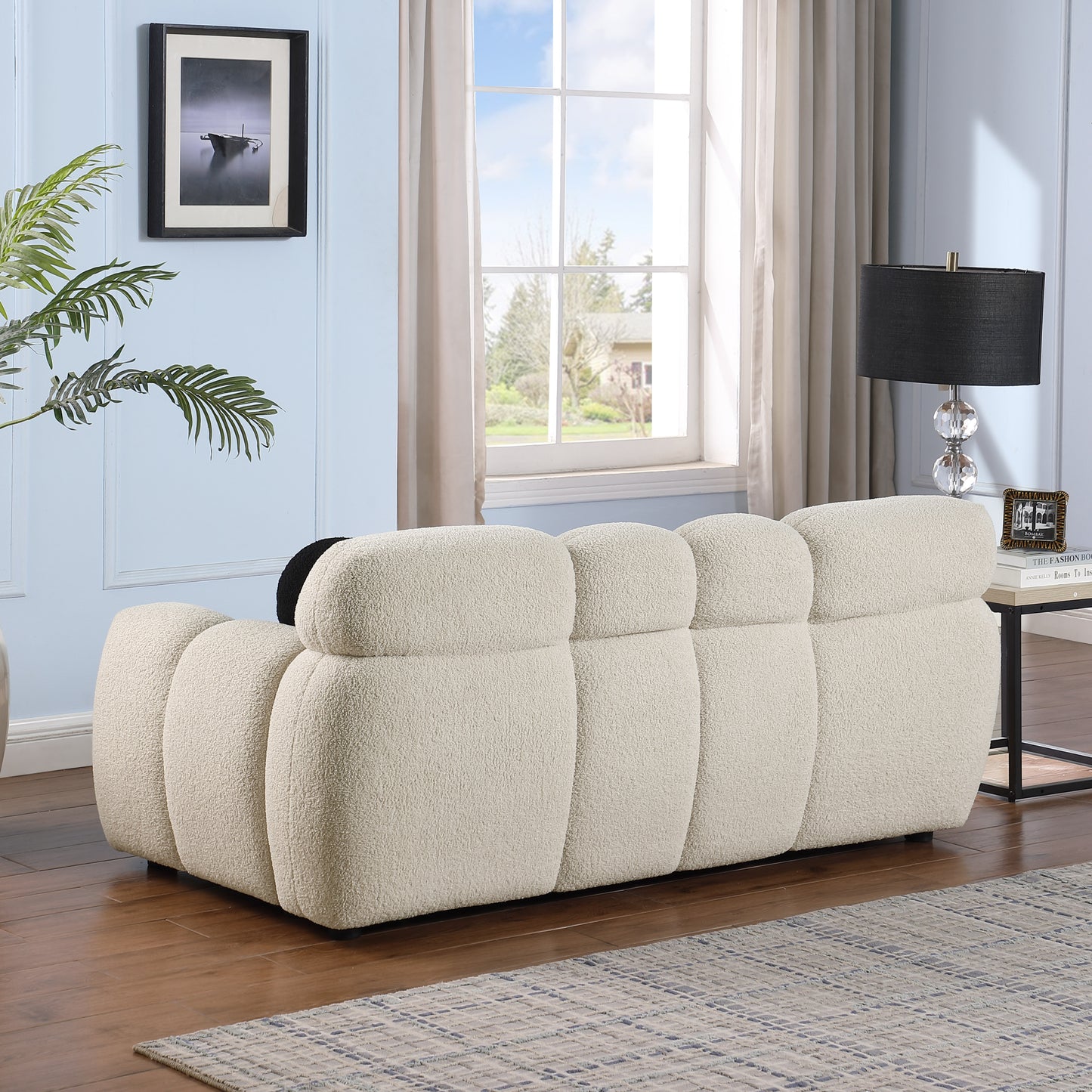 Cozy Beige Boucle Marshmallow Sofa for Two