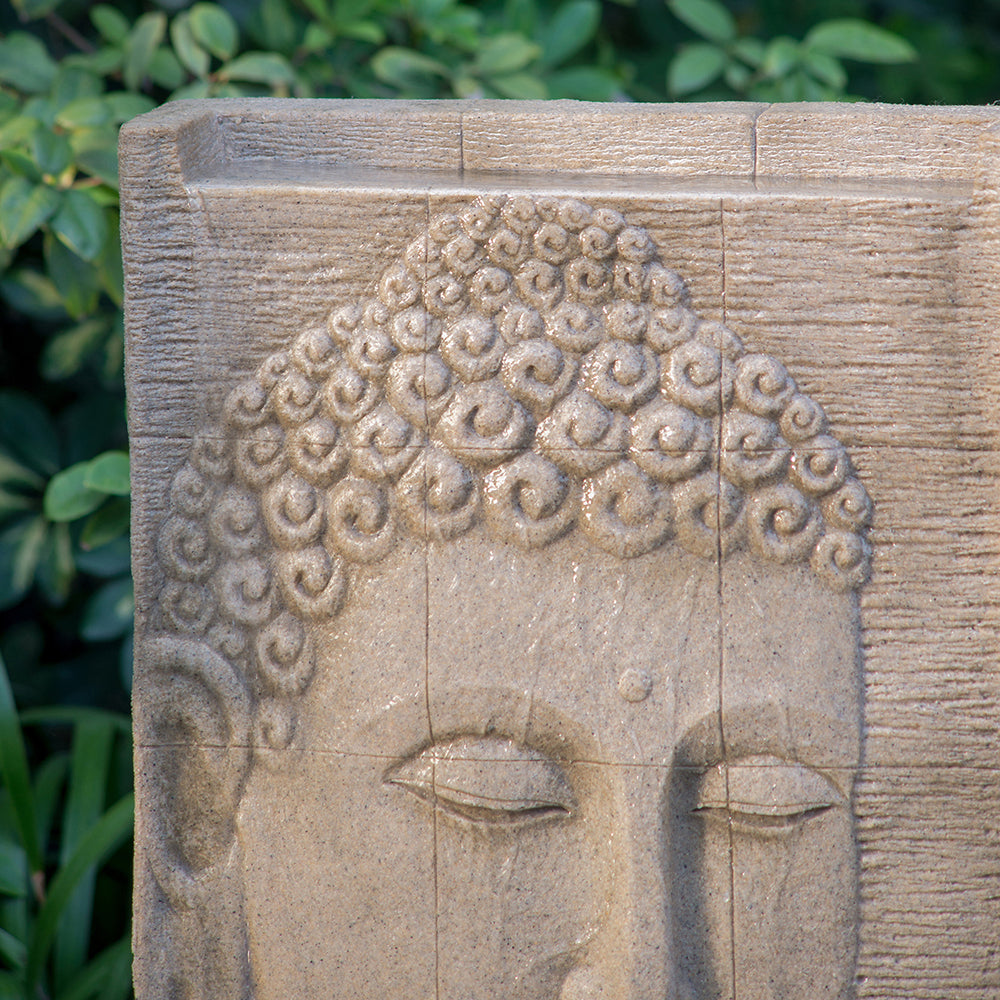 Serene Sandstone Buddha Water Fountain with Light