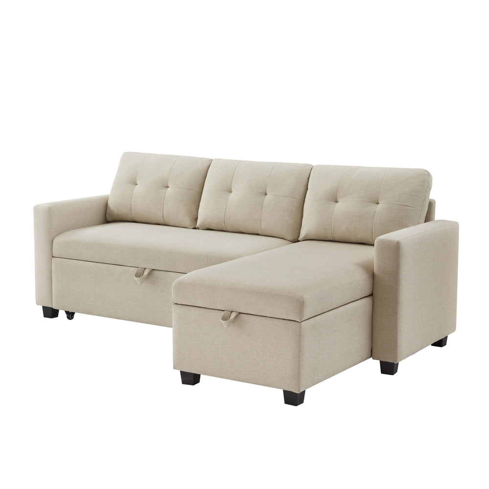 Beige Convertible Storage Sofa Sectional