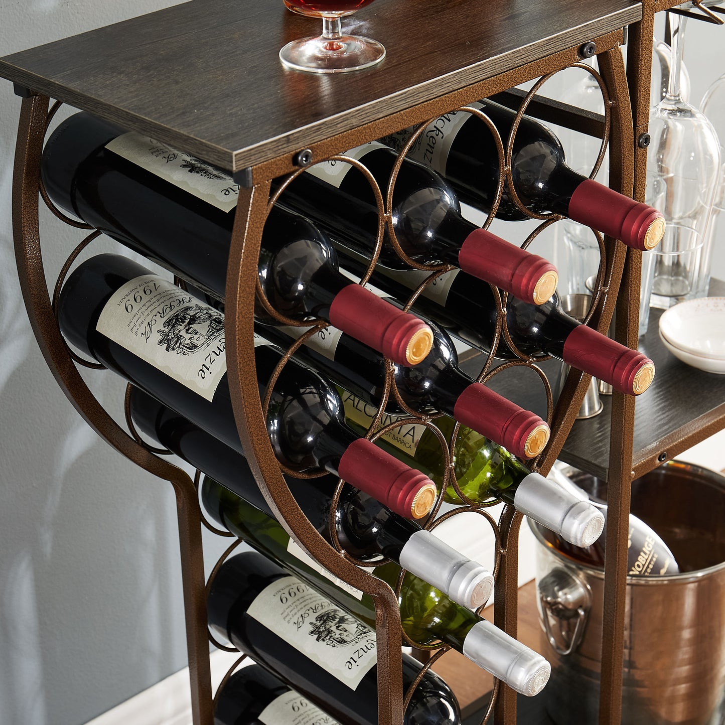 Chic Grey Wine Rack & Glass Holder