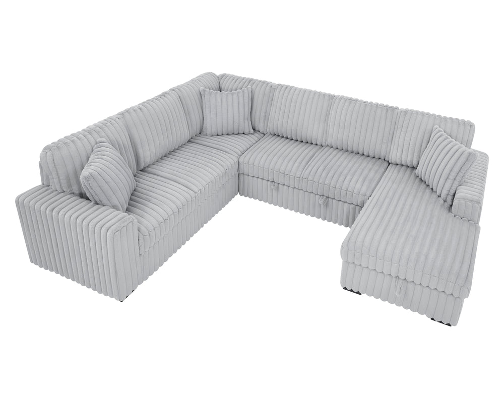 Cozy USB Sofa Bed: Plush U-Shaped Sectional with Storage and Comfort