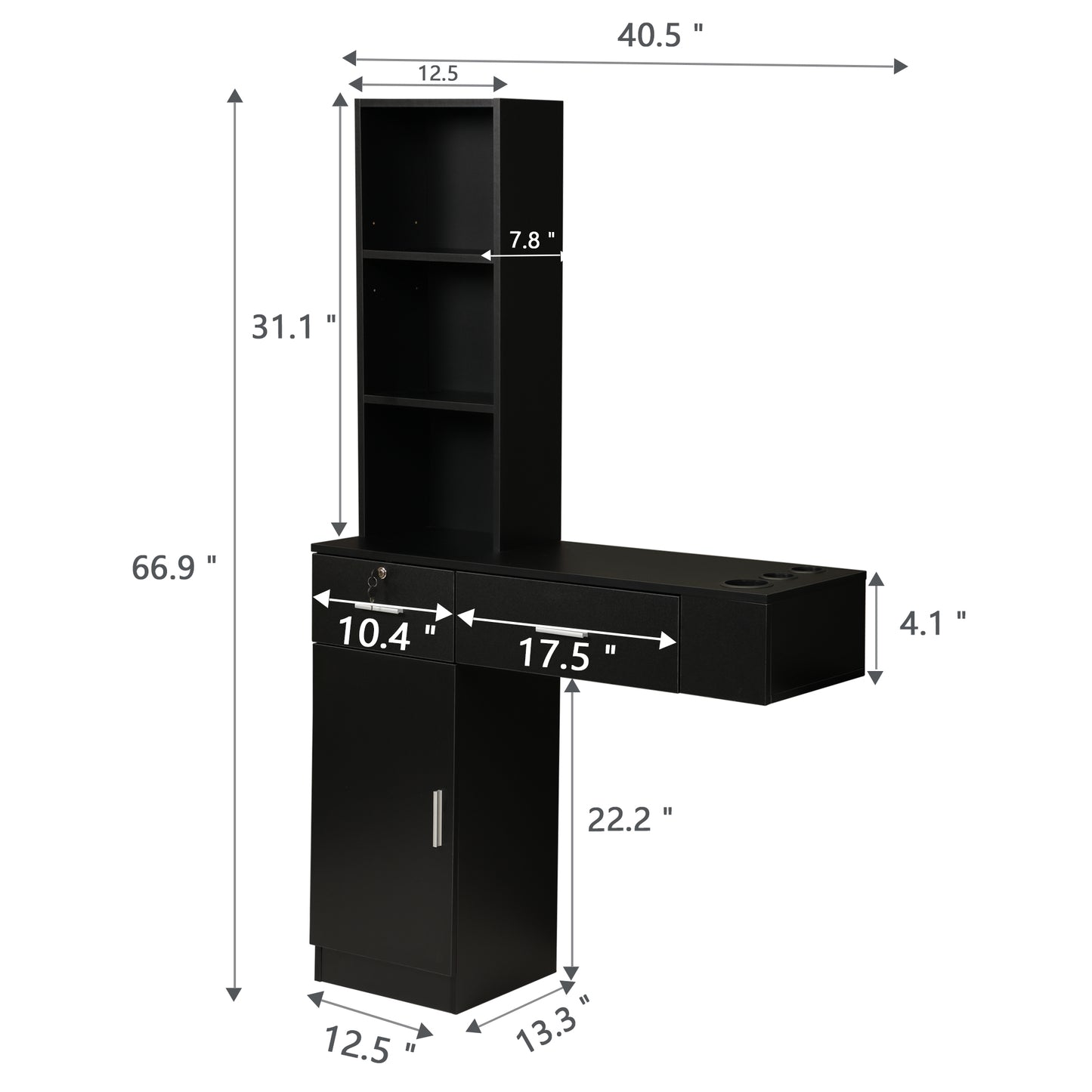 Chic Wall-Mounted Barber Station with Lockable Drawer and Shelf