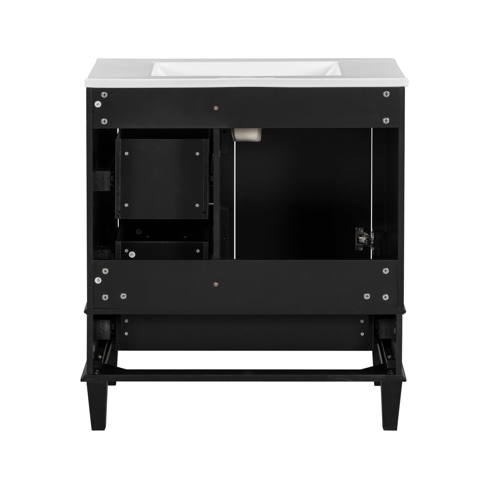 Sleek Black Bathroom Vanity with Sink and Soft-Close Storage