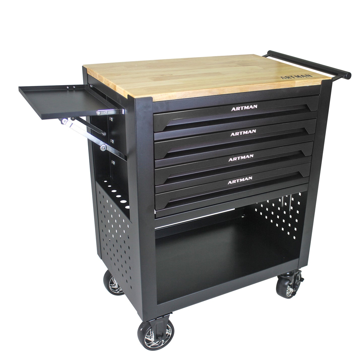 Rolling Tool Cart with Wooden Top