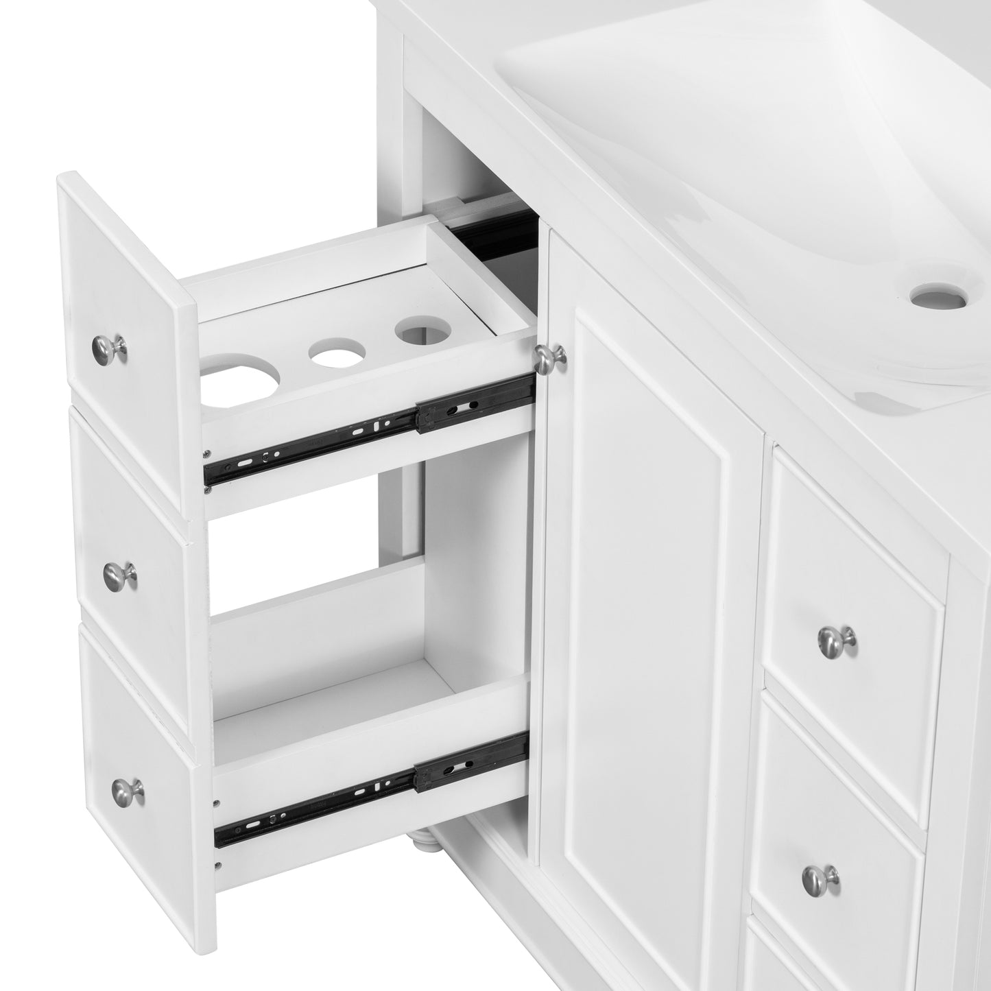 Sleek White Vanity with Storage & Sink