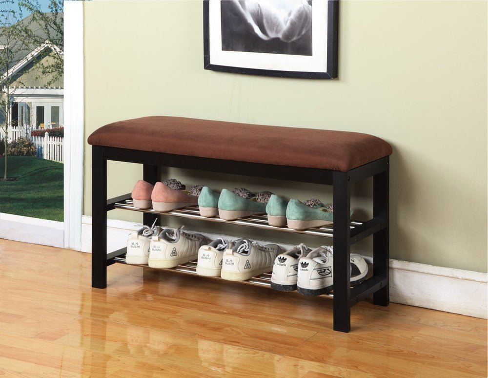 Cozy Espresso Shoe Bench with Soft Seat