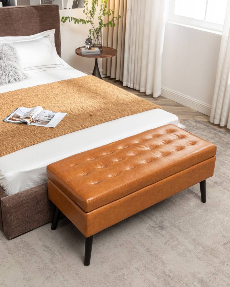 Stylish Leather Storage Bench