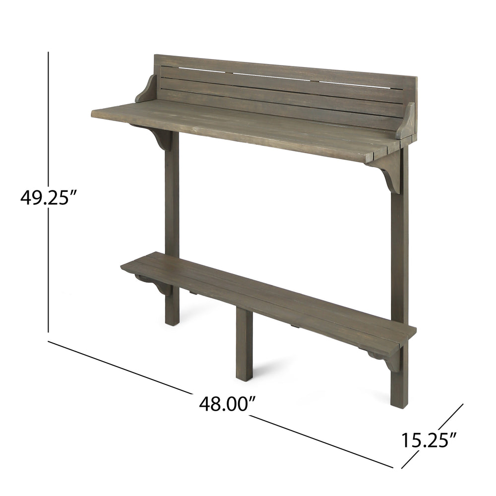 Gray Acacia Wood Balcony Bar Table