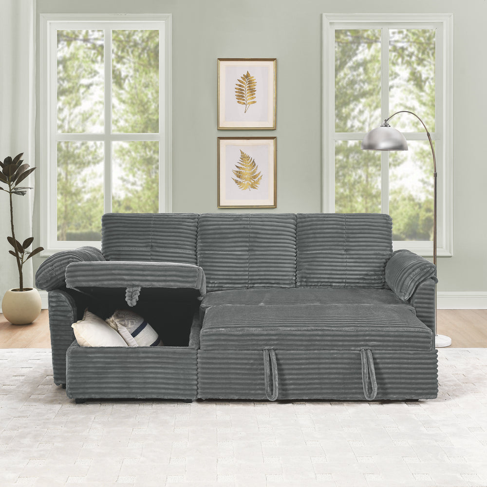 Cozy Convertible Corduroy Sectional Sofa with Storage and Recline