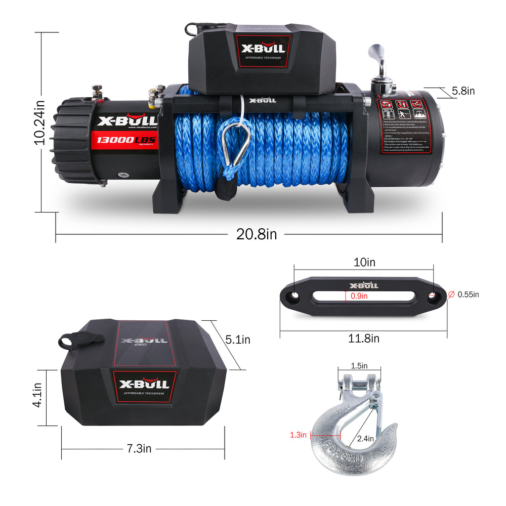 X-BULL Powerful Electric Winch with Synthetic Blue Rope